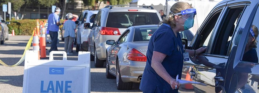 COVID-19 Vaccine Drive-up at Goleta Valley Hospital