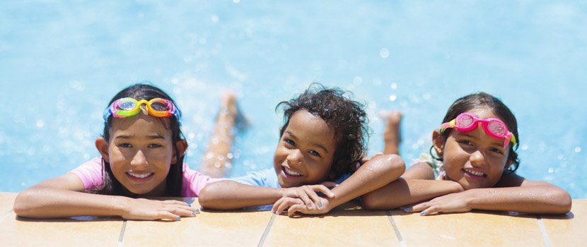 Kids at the edge of a pool